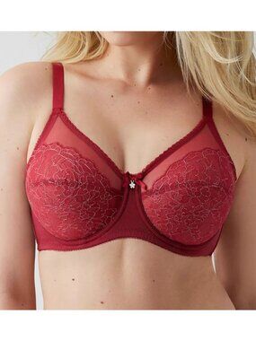 Wacoal Retro Chic Full Figure Underwire Bra Regina Red Size 36G 855186